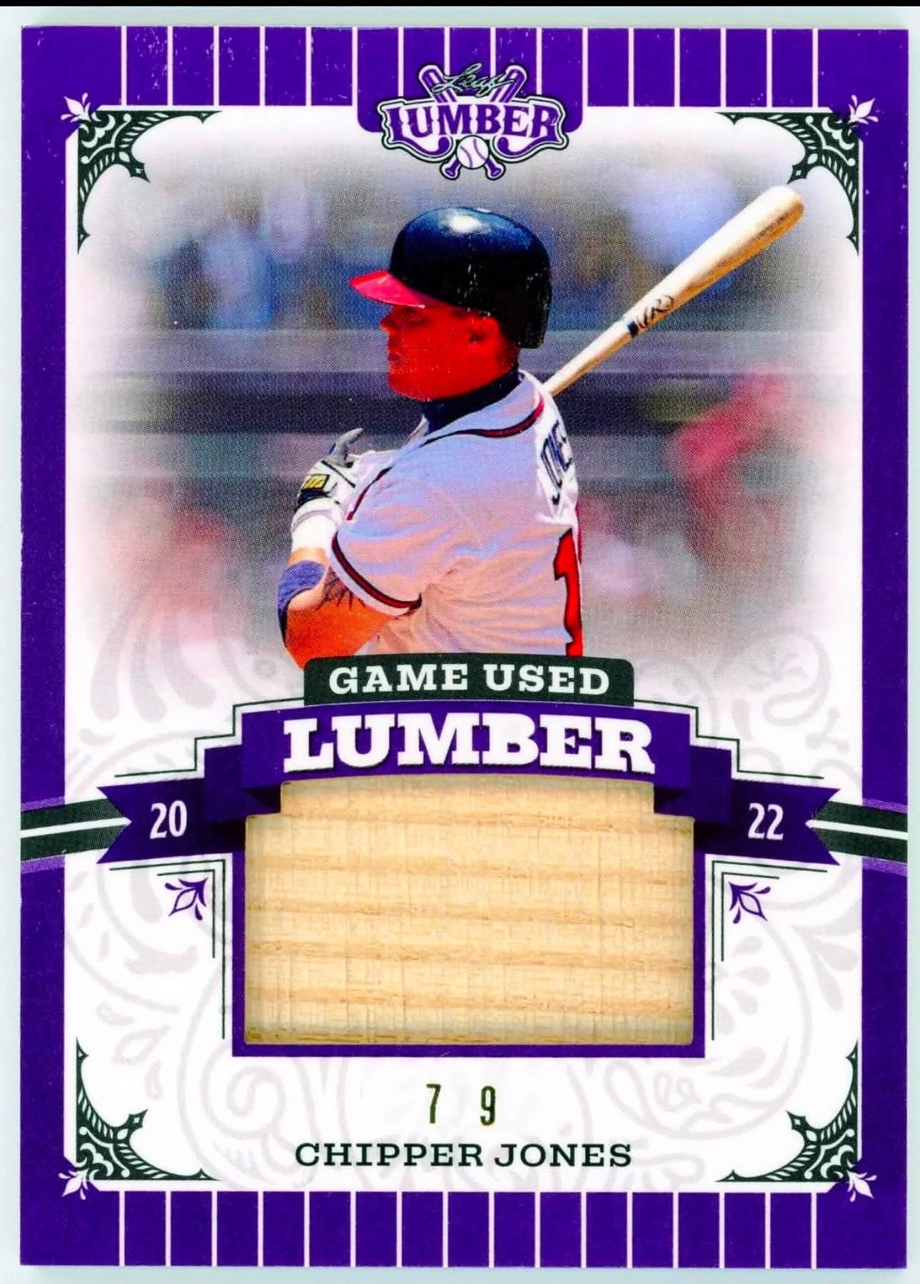 2022 Leaf Lumber Chipper Jones Game Used Bat Relic #GUL-18