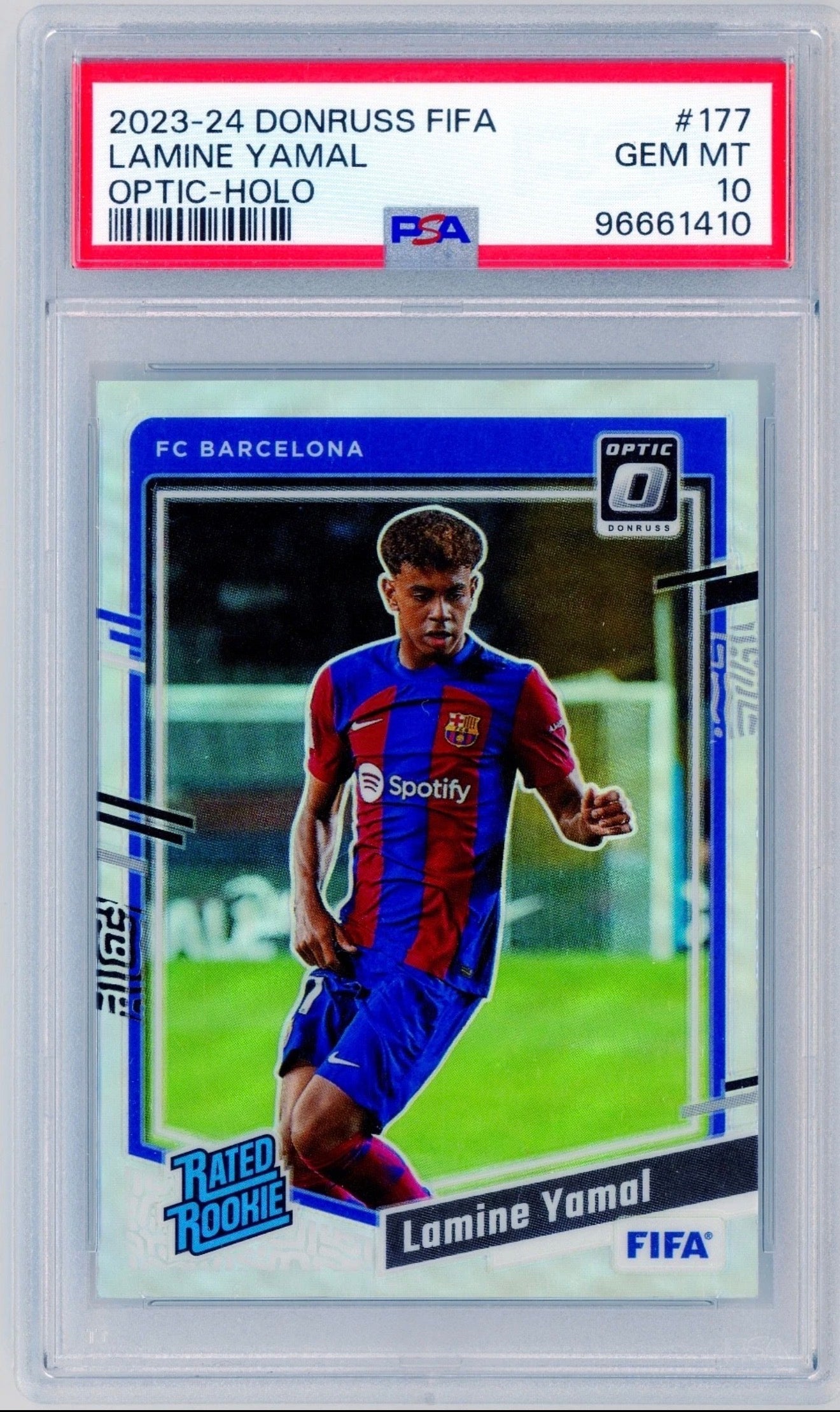 Lamine Yamal 2023-24 Donruss FIFA Optic-Holo Rated Rookie #177 PSA 10 - Back