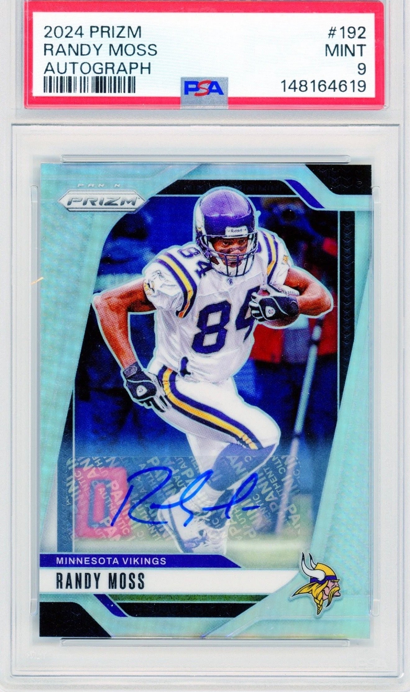 2024 Panini Prizm Football — Randy Moss Autograph #192 PSA 9 Mint | Minnesota Vikings