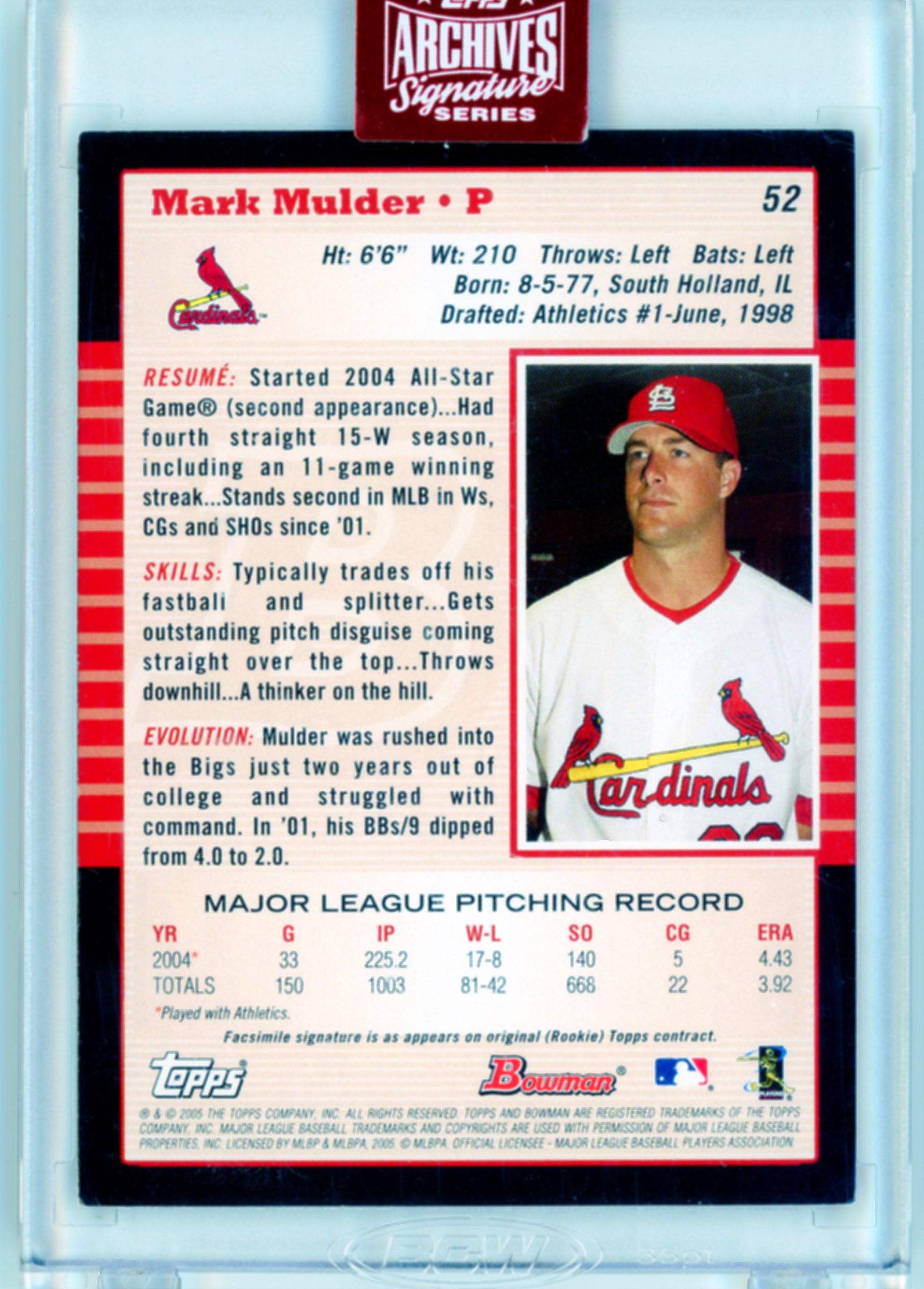 2023 Topps Archives Signature Series Auto Mark Mulder 04/18
